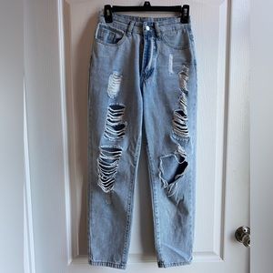 SHEIN light washed ripped jeans